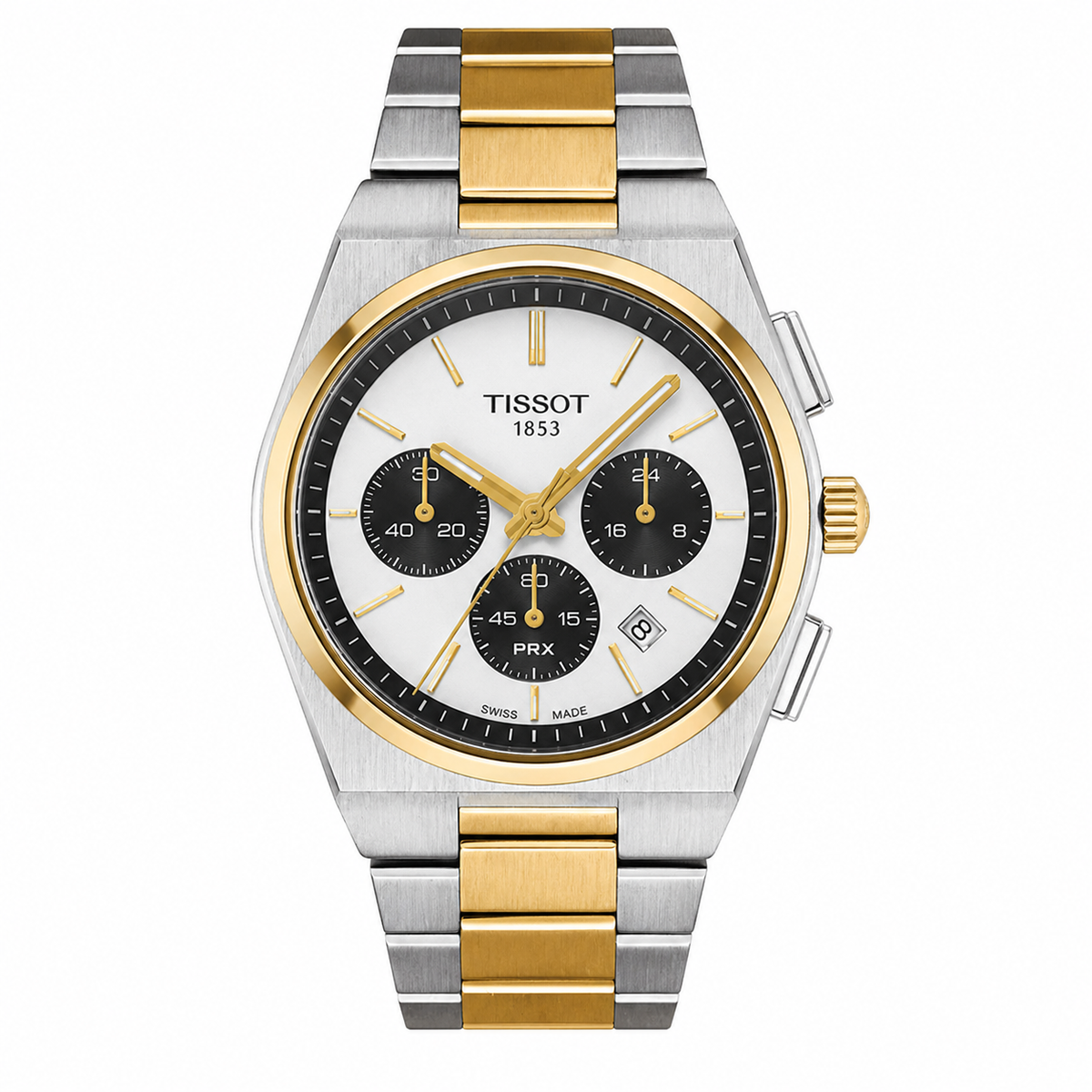 Tissot PRX Chronograph – Two-Tone Gold & Silver White Dial Swiss Made Watch
