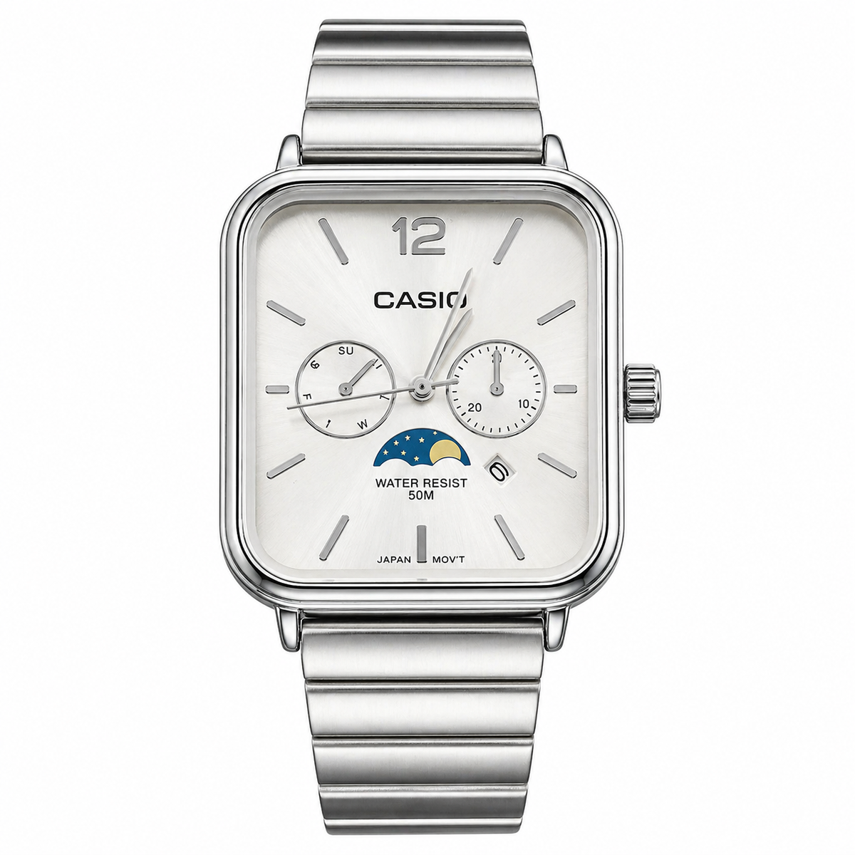 Casio A963 Multifunction Watch | Rose Gold Square Dial | Day Date Moon Phase | Water Resistant 50M