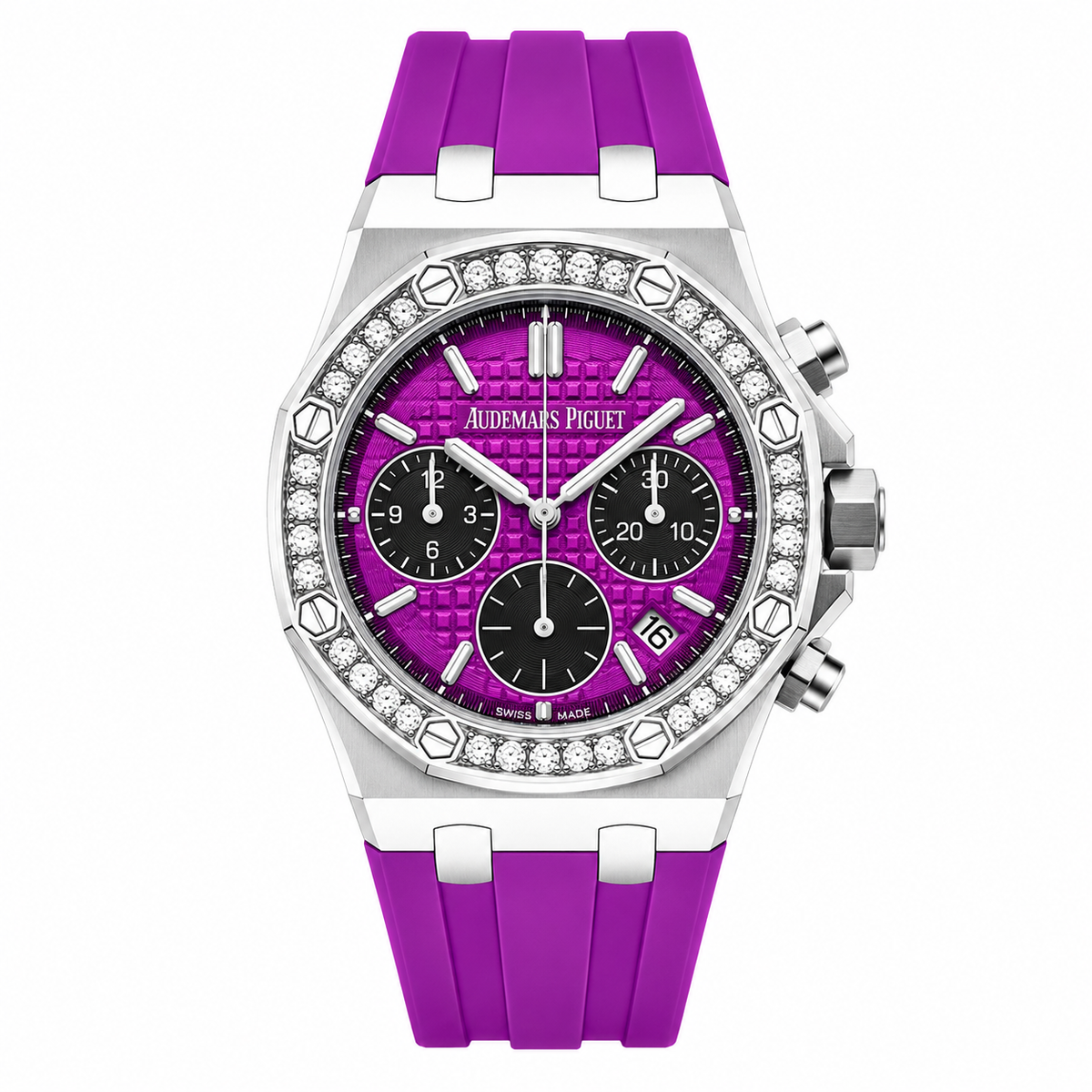 Audemars Piguet AP Royal Oak Offshore Lady Chronograph – Diamond Bezel & Rubber Strap