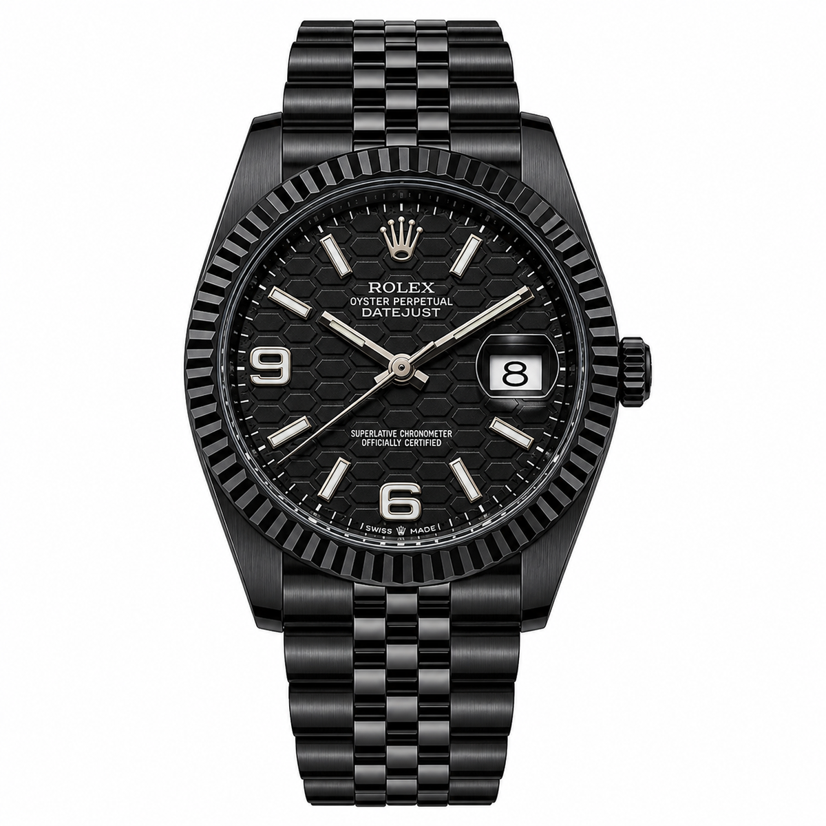 Rolex Oyster Perpetual Land-Dweller Black Honeycomb Dial Watch with Jubilee Bracelet