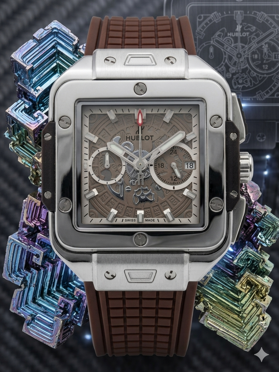 Hublot Square Bang Unico Steel Brown Rubber Chronograph Watch