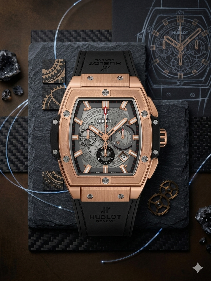 Hublot Spirit of Big Bang King Gold Black Rubber Chronograph Watch