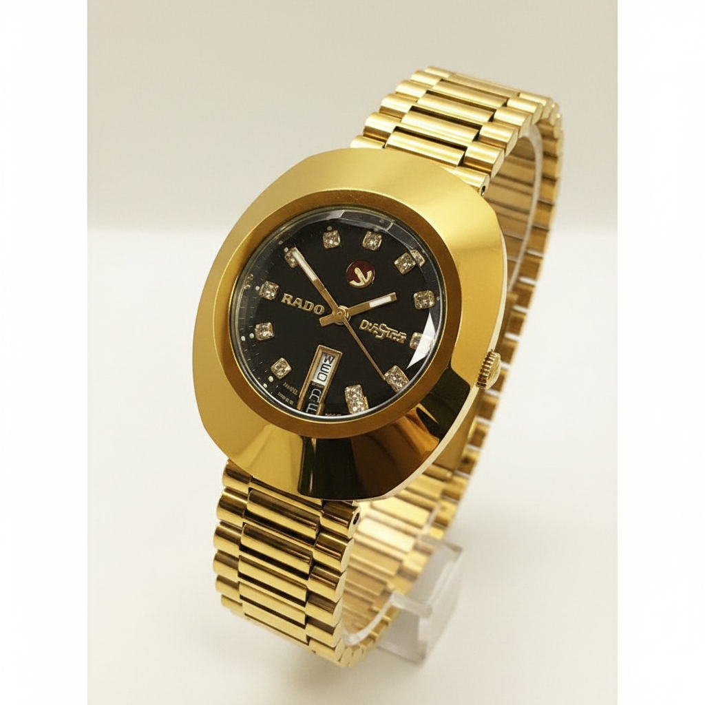 Daistar Automatic Men's Watch – Gold Tone, Day-Date, Power Reserve, Smooth Strap