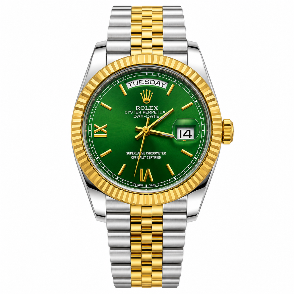 Rolex Day-Date Automatic Luxury Men's Watch – Fluted Bezel & Jubilee Bracelet