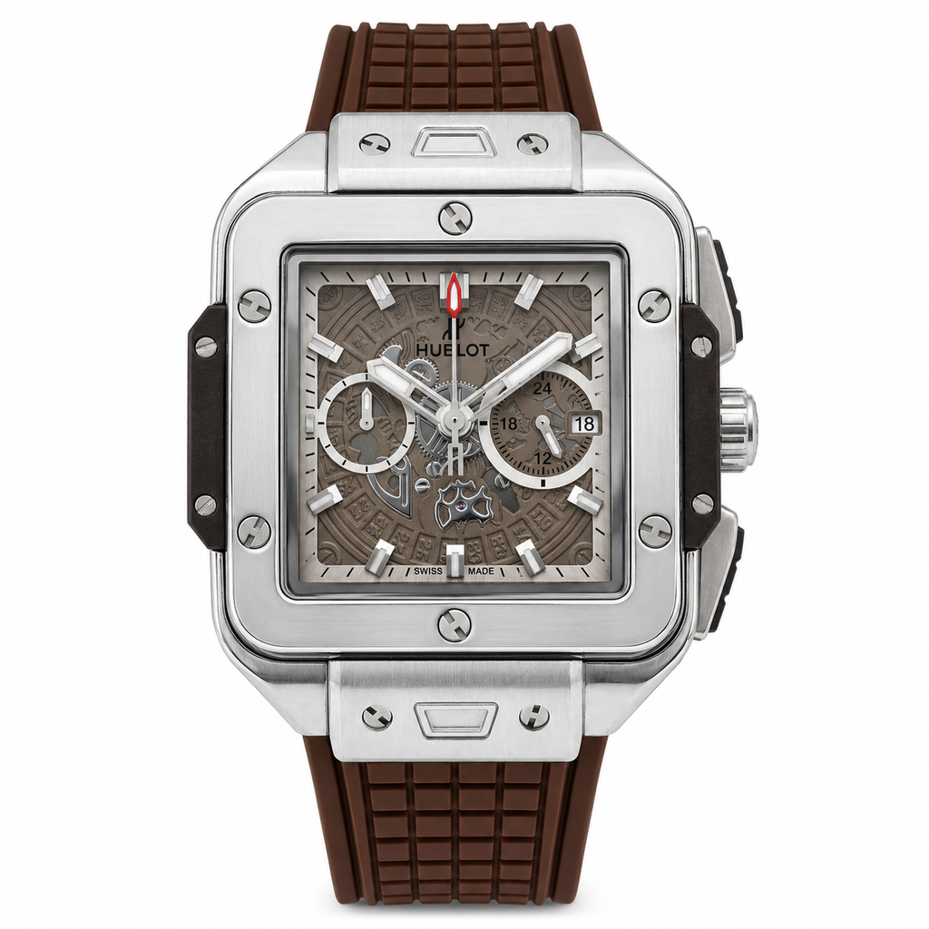 Hublot Square Bang Unico Steel Brown Rubber Chronograph Watch