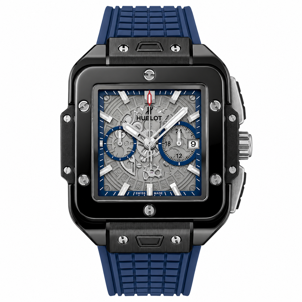 Hublot Square Bang Unico Black Ceramic Blue Chronograph Watch