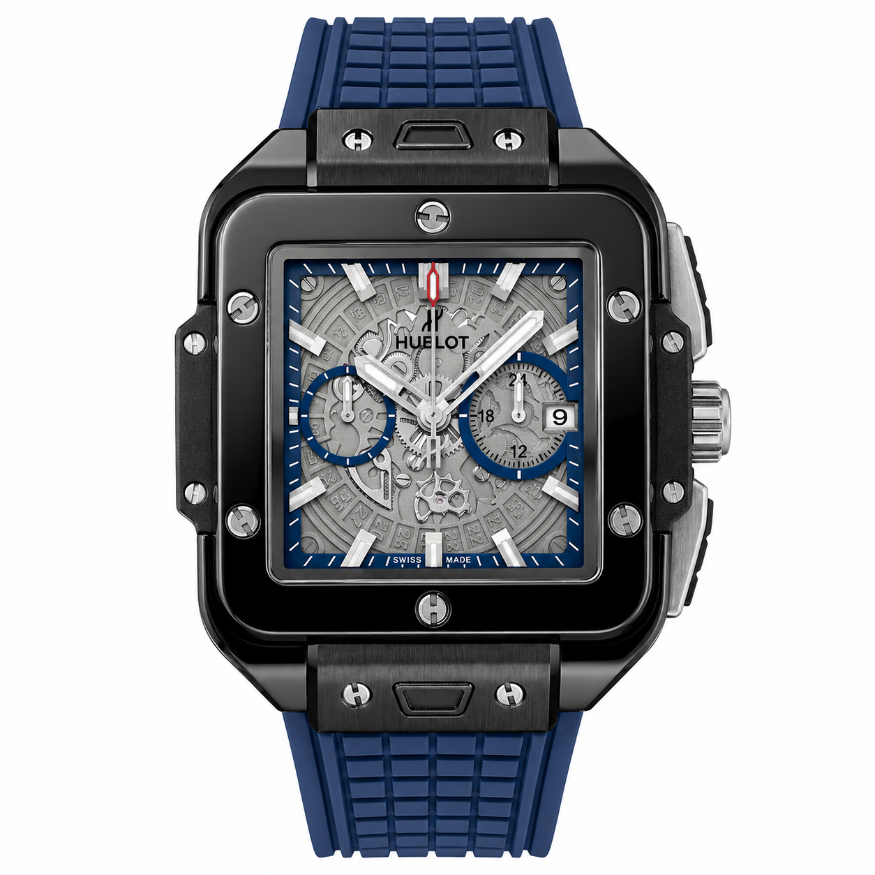 Hublot Square Bang Unico Black Ceramic Blue Chronograph Watch
