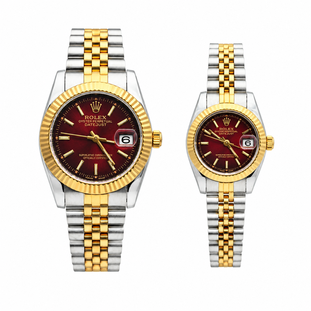 Rolex Datejust Silver Dial Couple Watch Set — Two-Tone Steel & Gold Jubilee Bracelet
