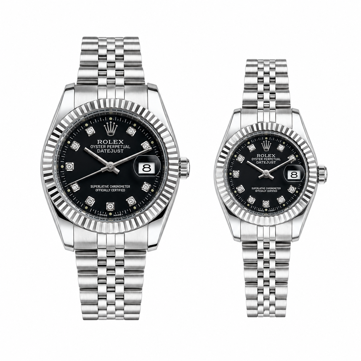 Rolex Datejust Silver Dial Couple Watch Set — Two-Tone Steel & Gold Jubilee Bracelet