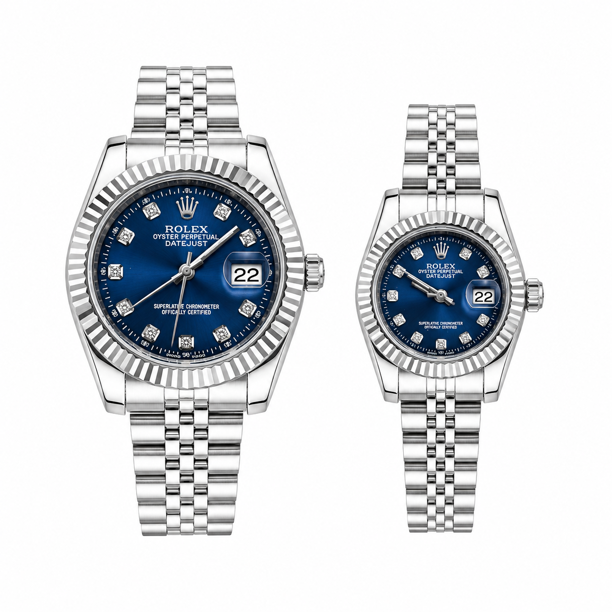 Rolex Datejust Silver Dial Couple Watch Set — Two-Tone Steel & Gold Jubilee Bracelet