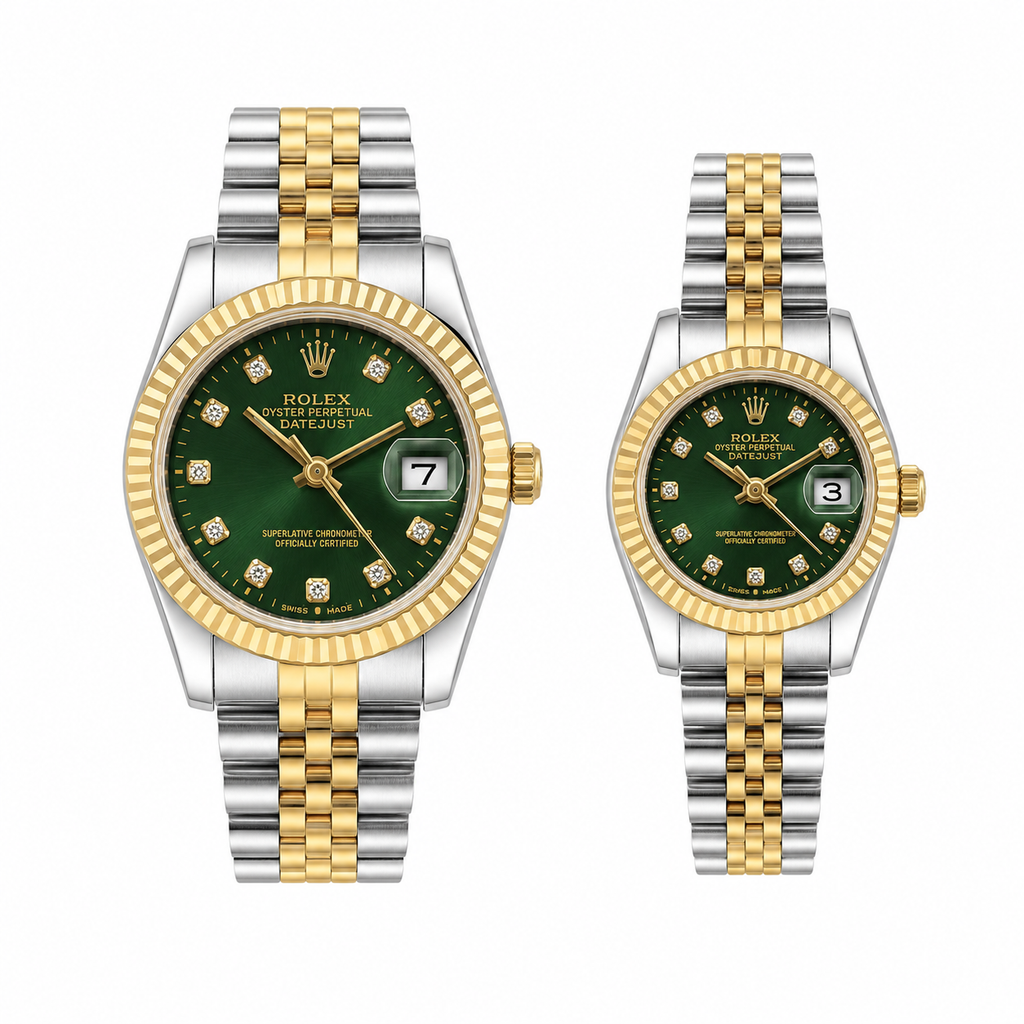Rolex Datejust Silver Dial Couple Watch Set — Two-Tone Steel & Gold Jubilee Bracelet