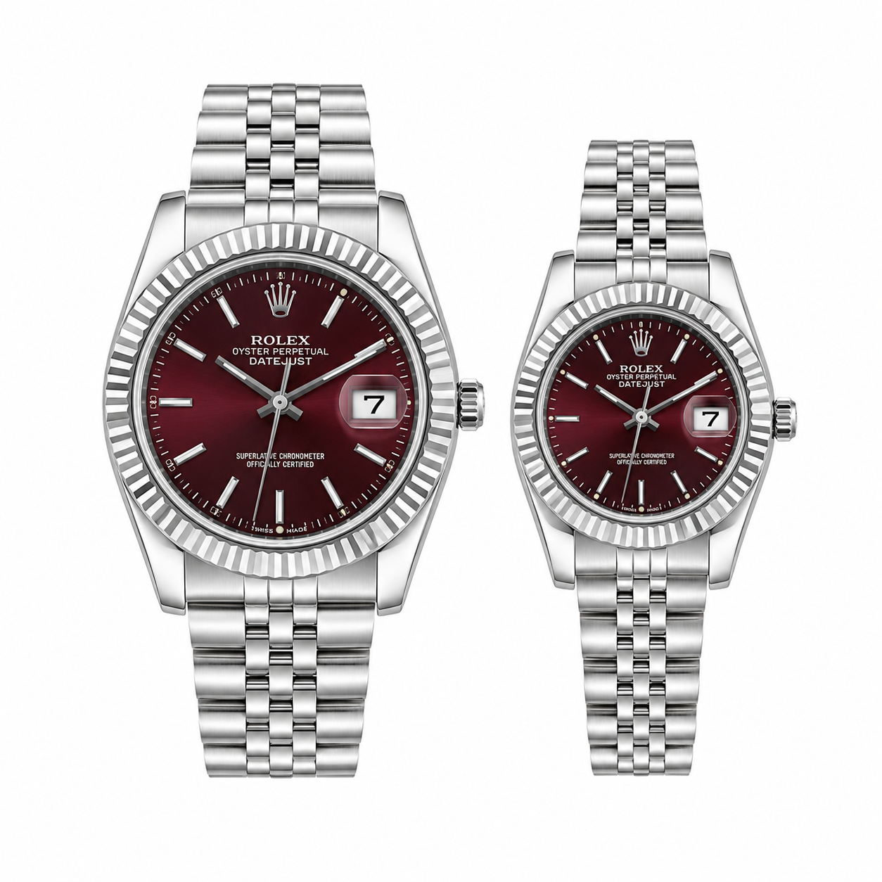 Rolex Datejust Silver Dial Couple Watch Set — Two-Tone Steel & Gold Jubilee Bracelet