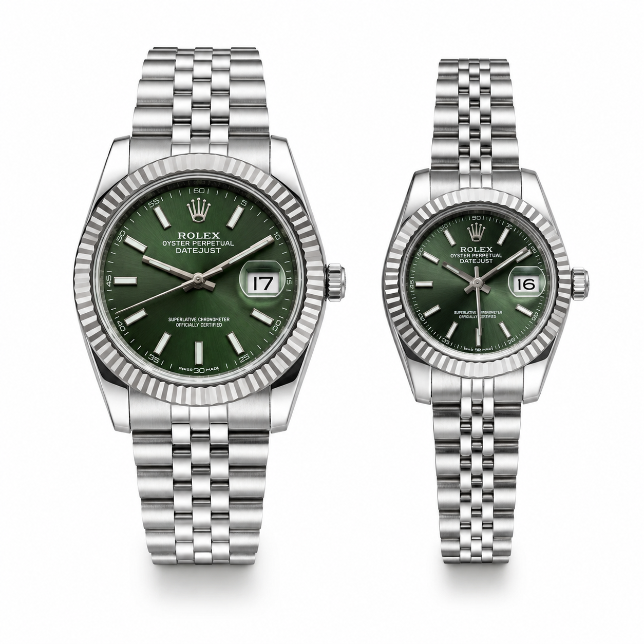 Rolex Datejust Silver Dial Couple Watch Set — Two-Tone Steel & Gold Jubilee Bracelet