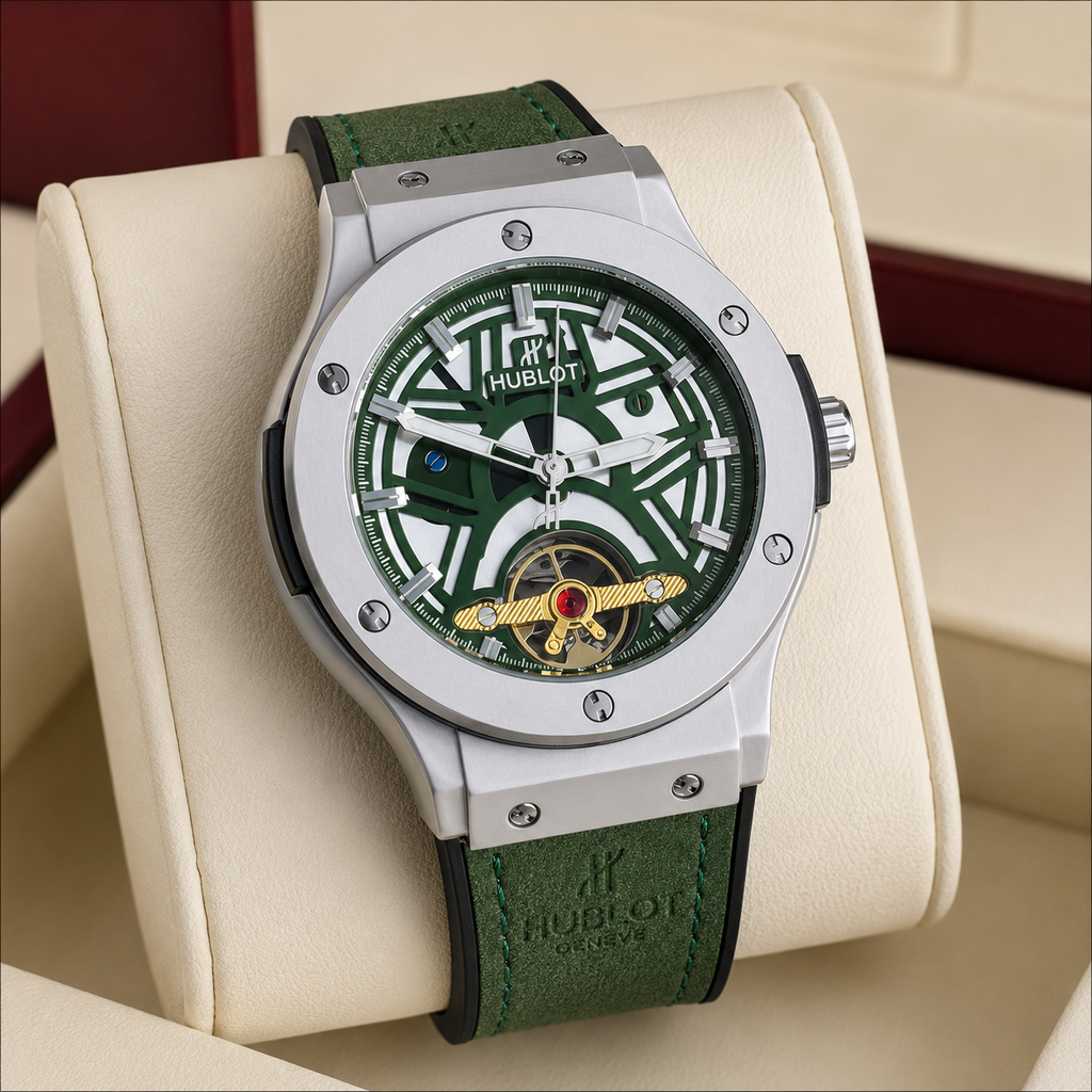 Skeleton Tourbillon Automatic Watch | Hublot Style | 6 Colors | Back Glass | Free Box