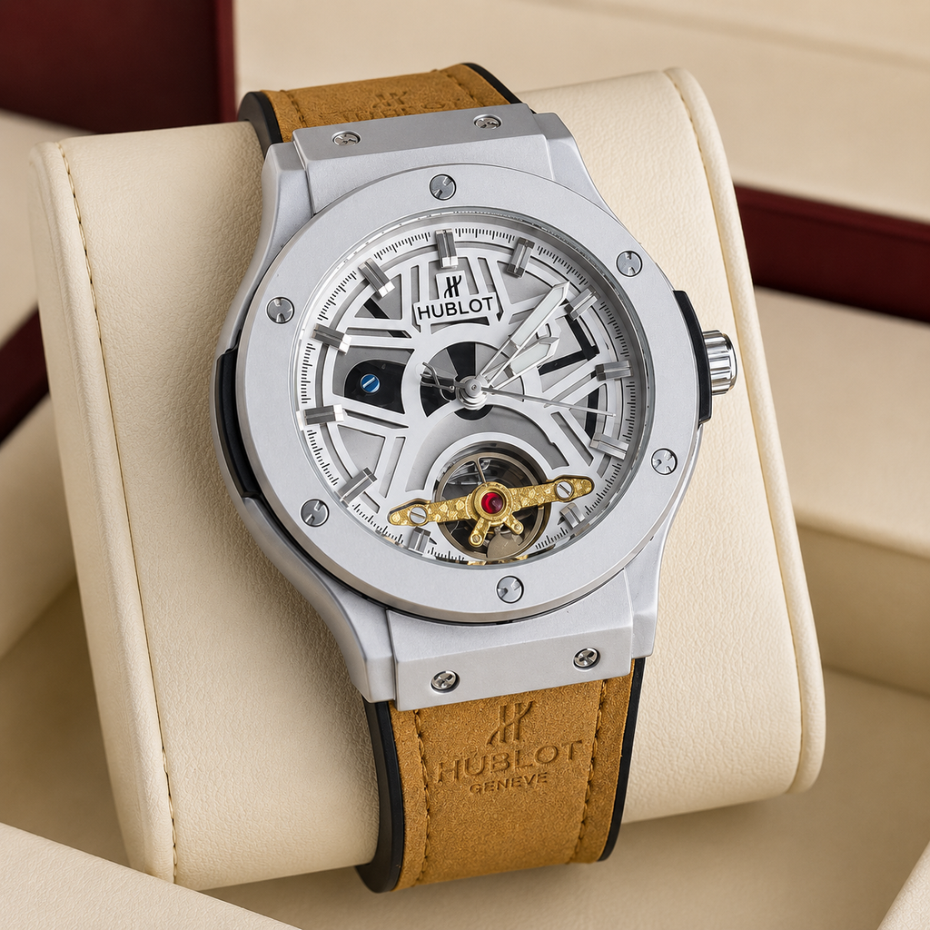 Skeleton Tourbillon Automatic Watch | Hublot Style | 6 Colors | Back Glass | Free Box