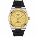 Tissot PRX Powermatic 80 Two-Tone Watch – Gold Textured Dial & Black Rubber Strap