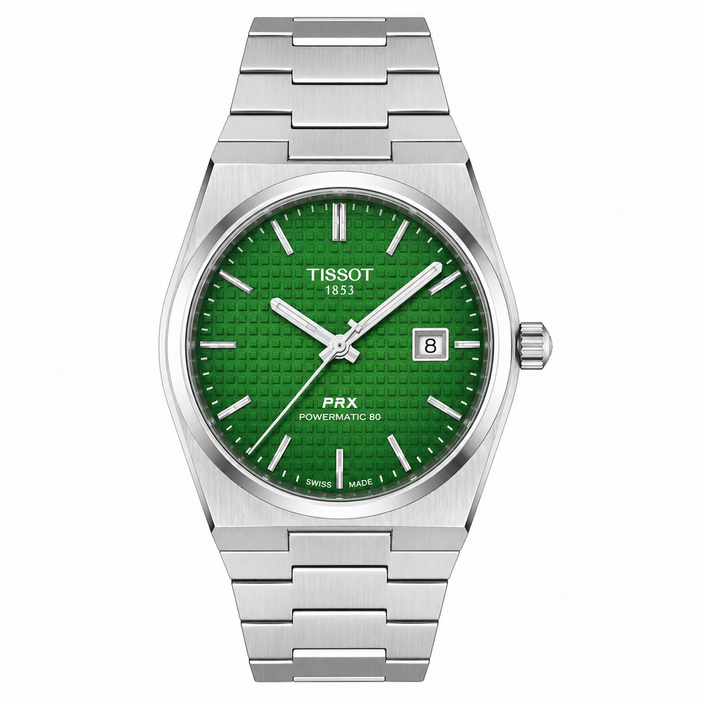 Tissot PRX Powermatic 80 Green Dial Silver Stainless Steel Watch- For Men