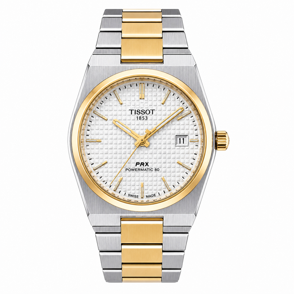 Tissot PRX Powermatic 80 Two-Tone Silver & Gold White Dial  Watch