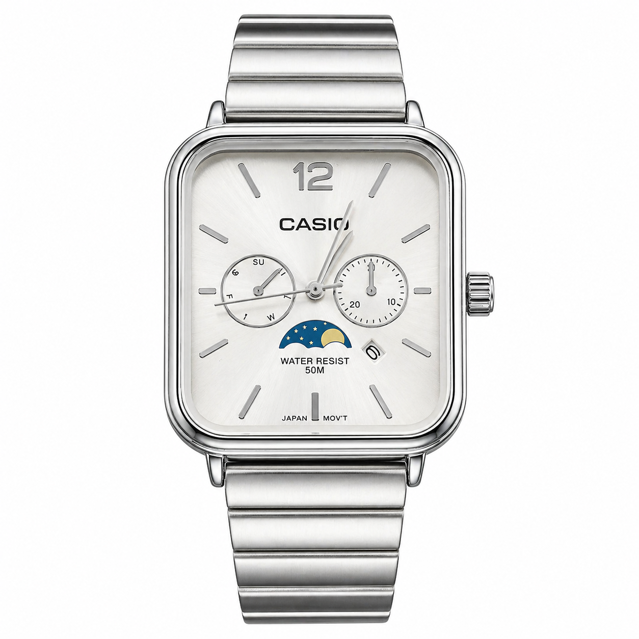 Casio A963 Multifunction Watch | Rose Gold Square Dial | Day Date Moon Phase | Water Resistant 50M