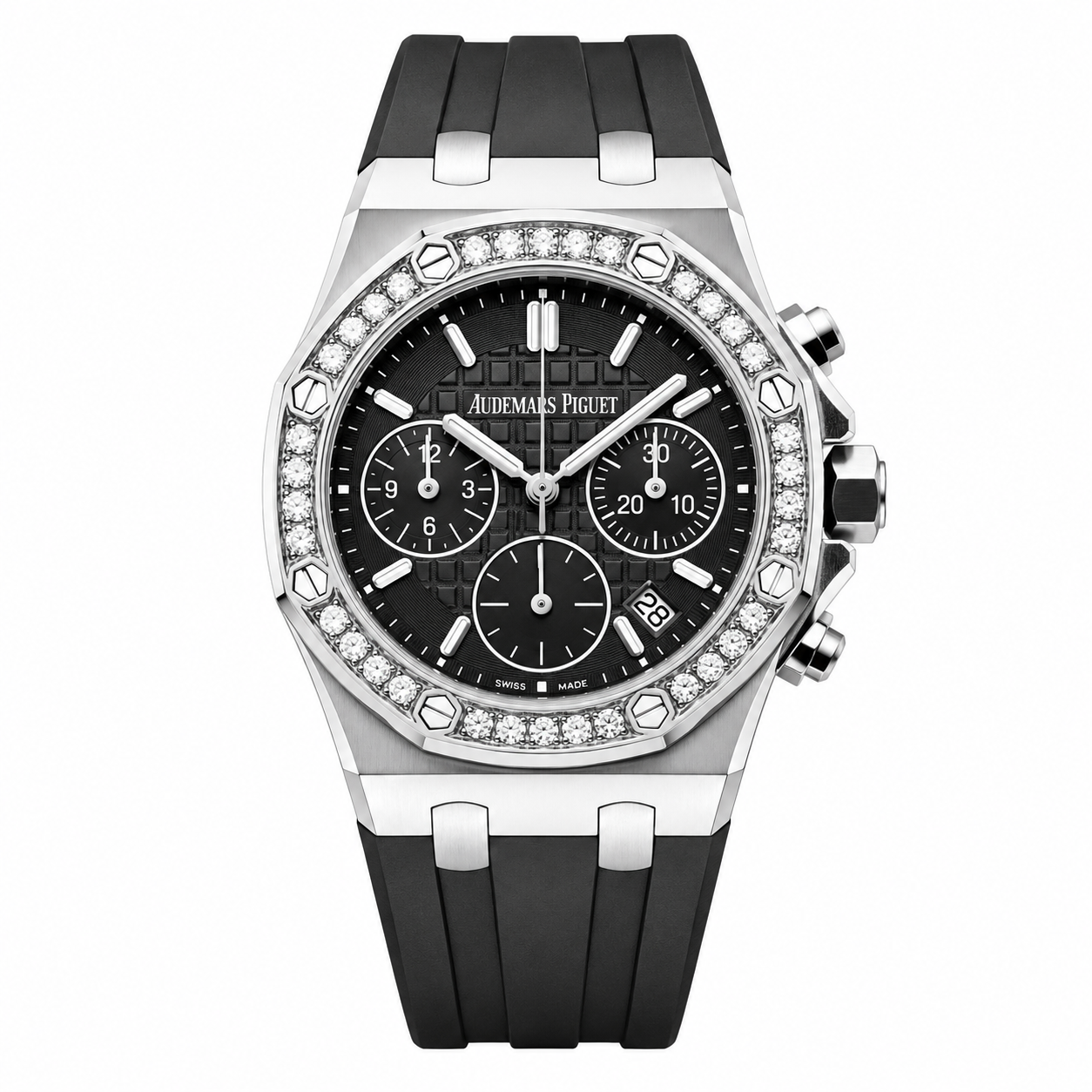 Audemars Piguet AP Royal Oak Offshore Lady Chronograph – Diamond Bezel & Rubber Strap