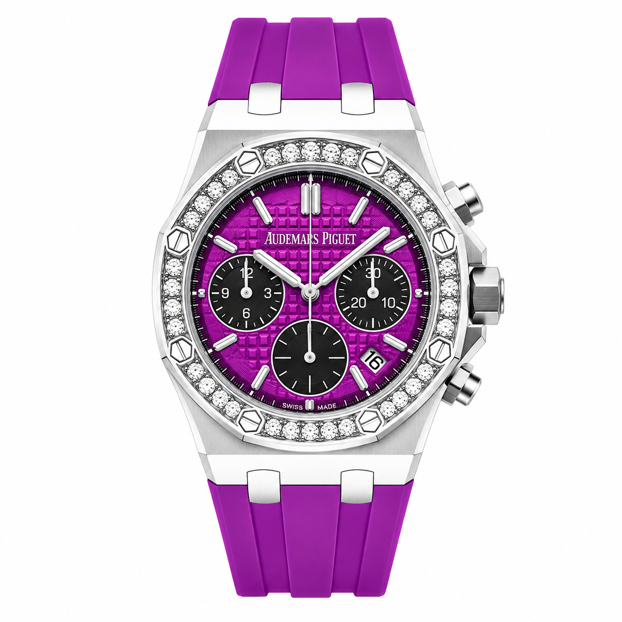 Audemars Piguet AP Royal Oak Offshore Lady Chronograph – Diamond Bezel & Rubber Strap