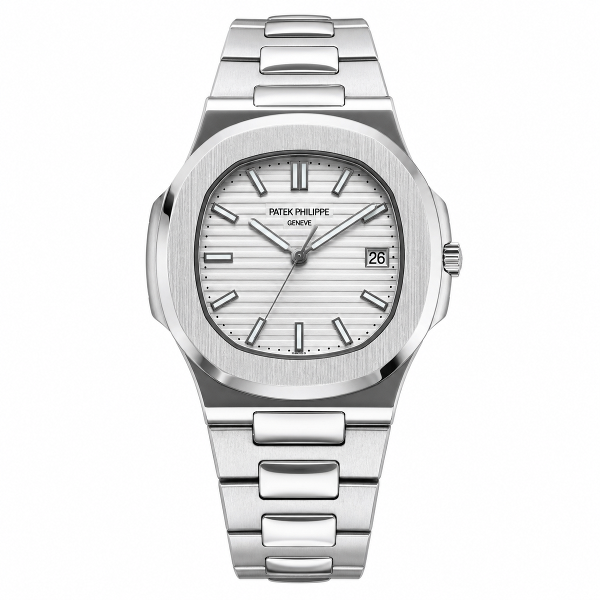 Patek Philippe Nautilus Men's Watch | Silver Stainless Steel | Date Display | Luxury Timepiece