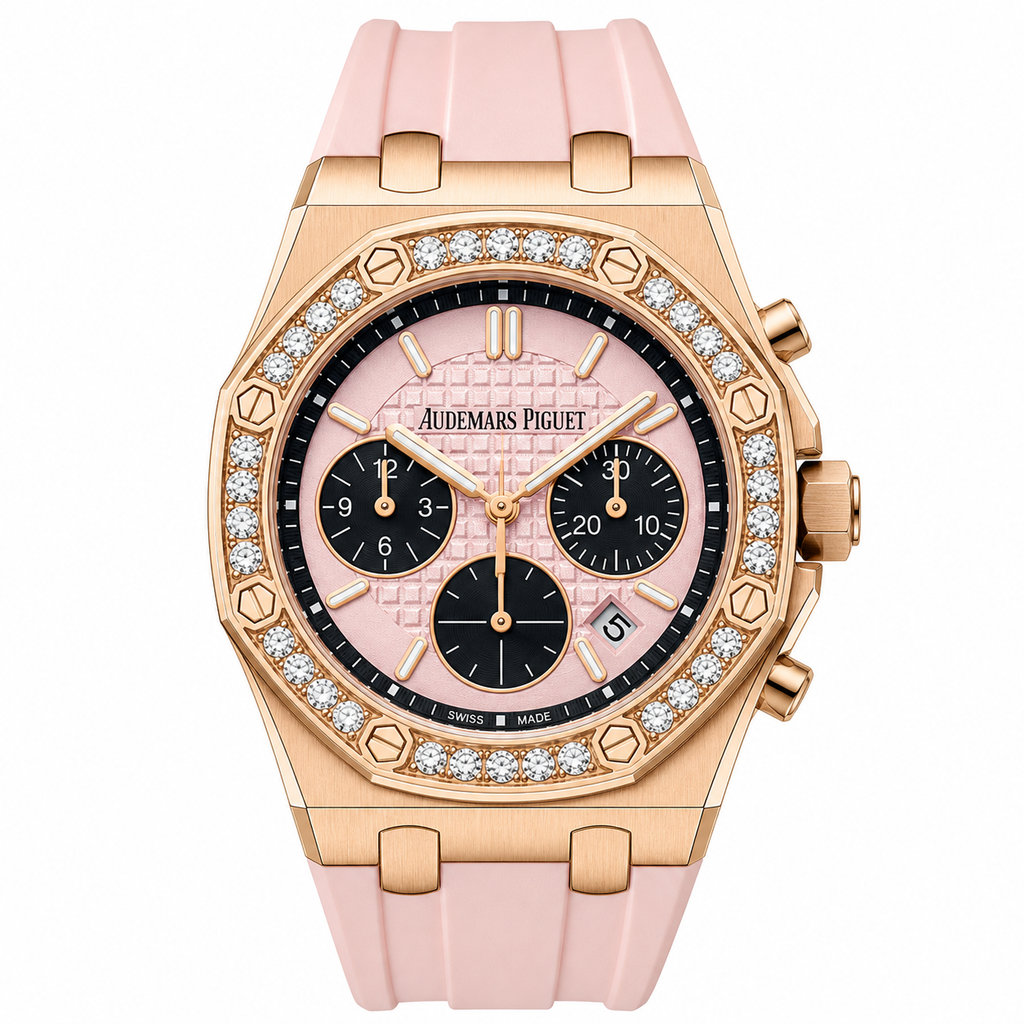 Audemars Piguet Royal Oak Offshore Ladies Chronograph – Pink Dial | Rose Gold | Diamond Bezel