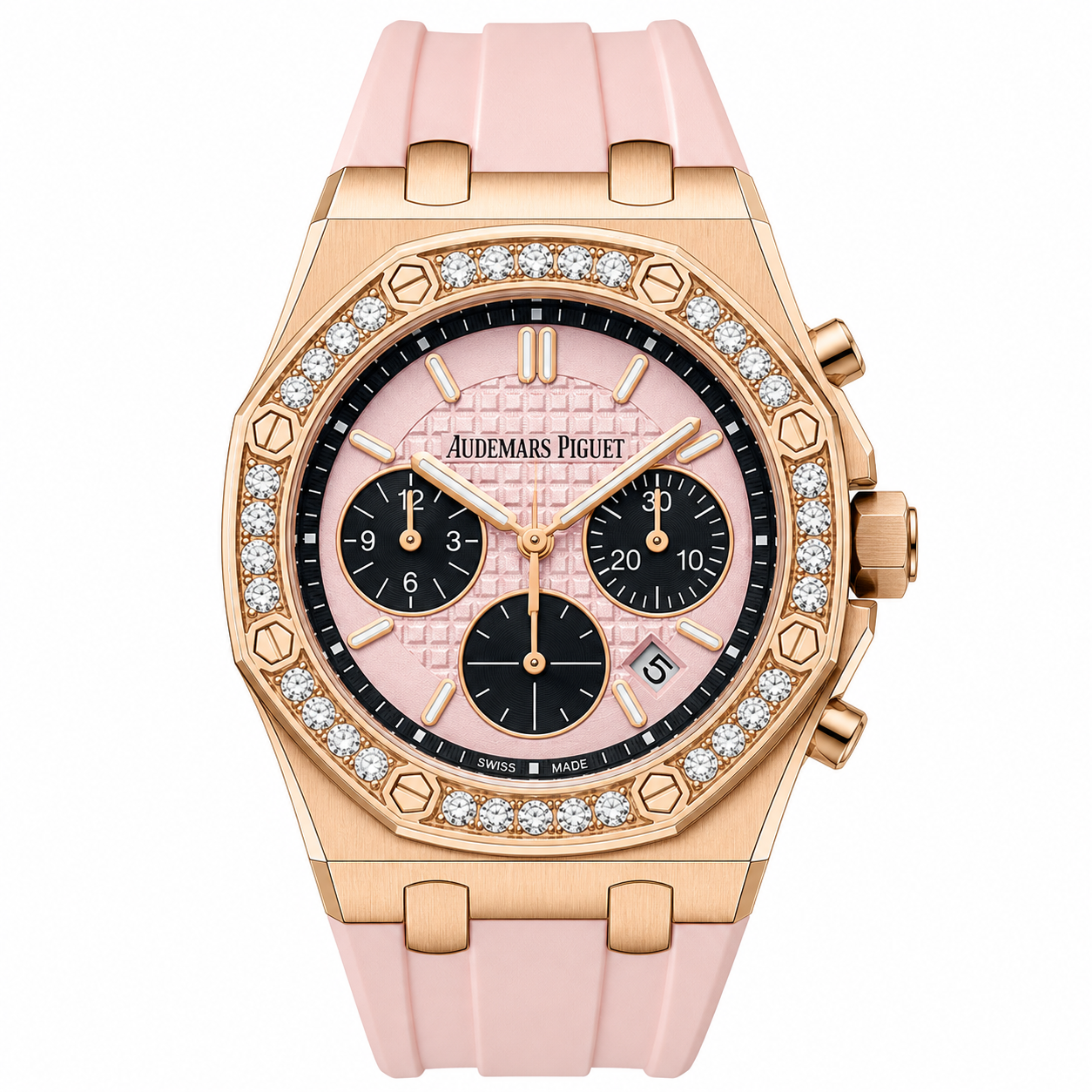 Audemars Piguet Royal Oak Offshore Ladies Chronograph – Pink Dial | Rose Gold | Diamond Bezel
