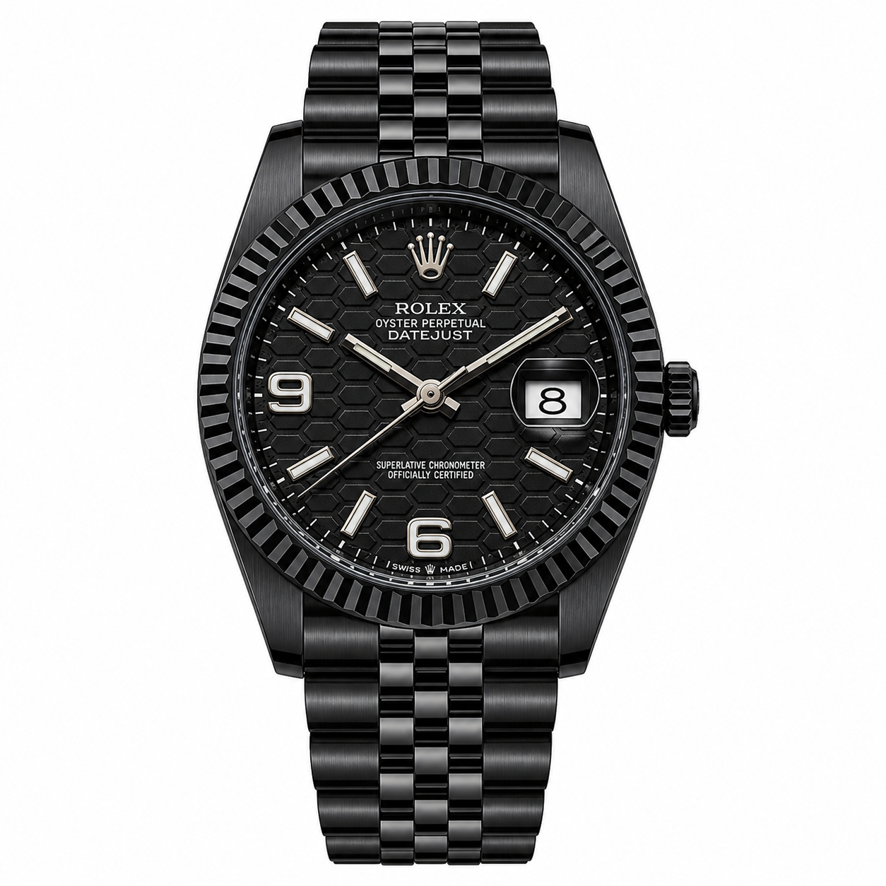 Rolex Oyster Perpetual Land-Dweller Black Honeycomb Dial Watch with Jubilee Bracelet