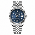 Rolex Oyster Perpetual Land-Dweller Blue Honeycomb Dial Automatic Watch with Silver Jubilee Bracelet