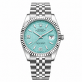 Rolex Oyster Perpetual Land-Dweller Tiffany Blue Honeycomb Dial Silver Automatic Watch with Jubilee Bracelet