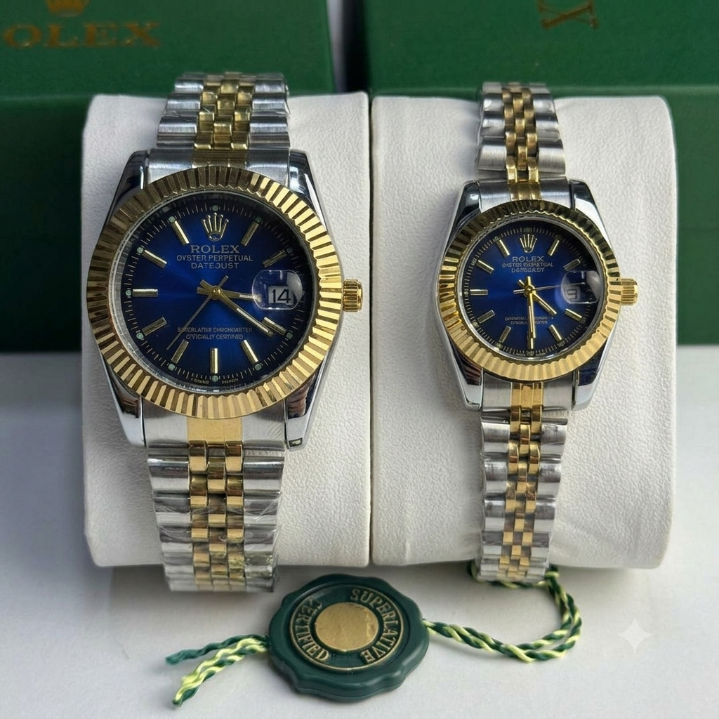 Rolex Datejust Silver Dial Couple Watch Set — Two-Tone Steel & Gold Jubilee Bracelet