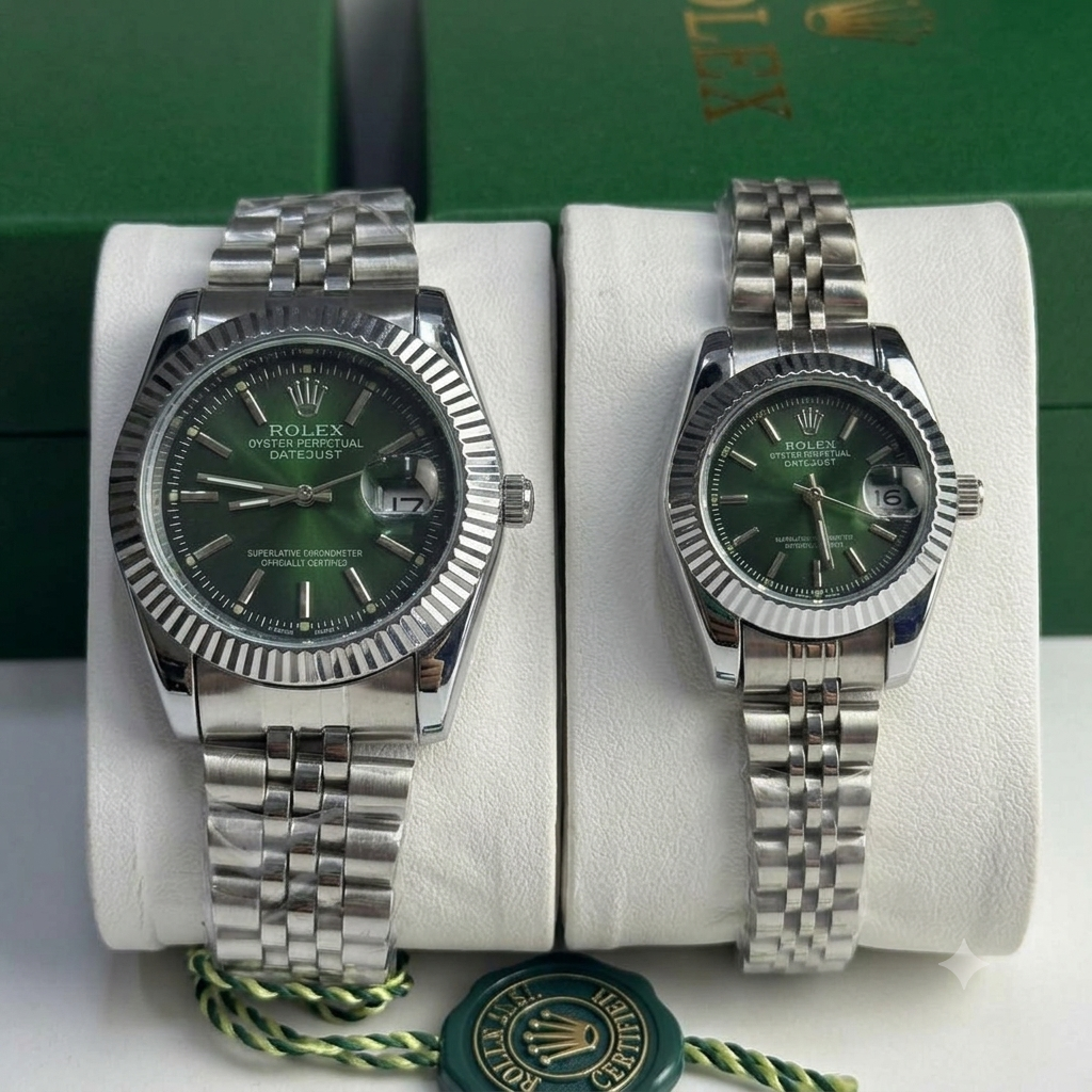 Rolex Datejust Silver Dial Couple Watch Set — Two-Tone Steel & Gold Jubilee Bracelet