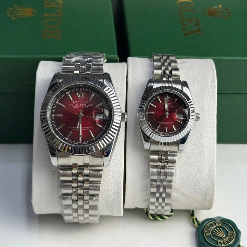 Rolex Datejust Silver Dial Couple Watch Set — Two-Tone Steel & Gold Jubilee Bracelet