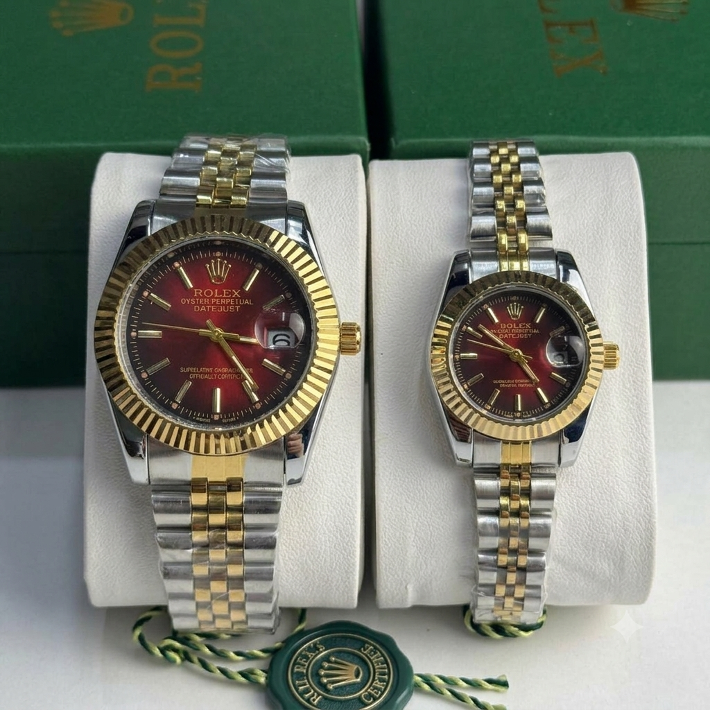 Rolex Datejust Silver Dial Couple Watch Set — Two-Tone Steel & Gold Jubilee Bracelet
