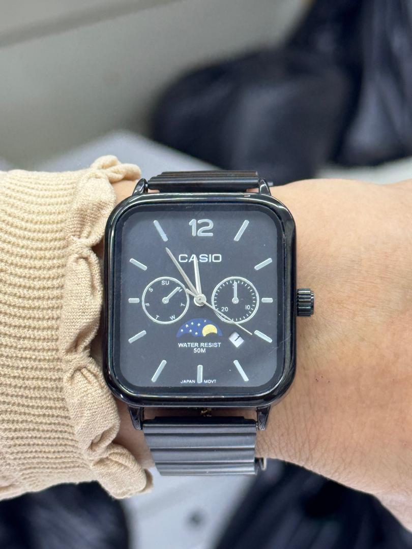 Casio A963 Multifunction Watch | Rose Gold Square Dial | Day Date Moon Phase | Water Resistant 50M