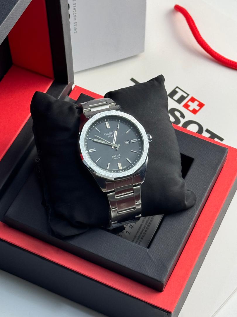 Tissot PRX Solar Men's Watch – Black Dial Stainless Steel Bracelet