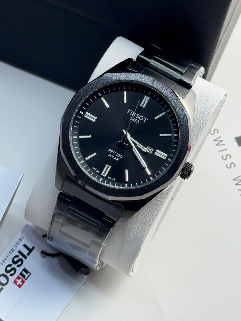 Tissot PRC 100 Solar Men's Watch – Black Dial Black PVD Stainless Steel Bracelet