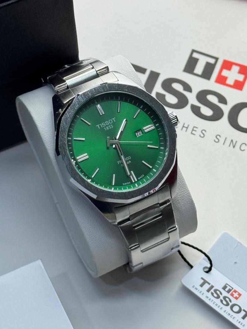 Tissot PRC 100 Solar Men's Watch – Green Dial Stainless Steel Bracelet