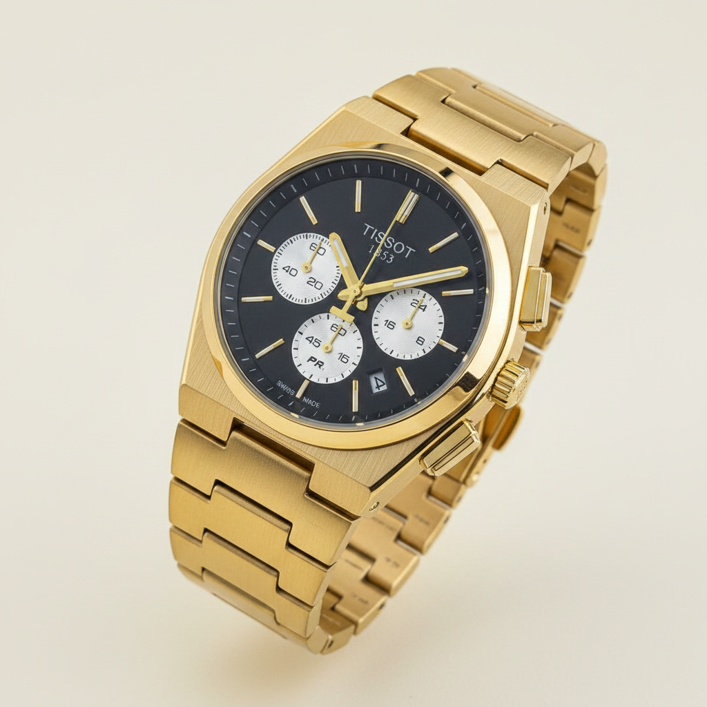 Tissot PRX Chronograph – Gold PVD Black Dial Swiss Made Watch