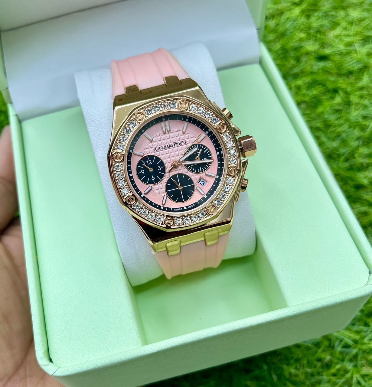 Audemars Piguet Royal Oak Offshore Ladies Chronograph – Pink Dial | Rose Gold | Diamond Bezel