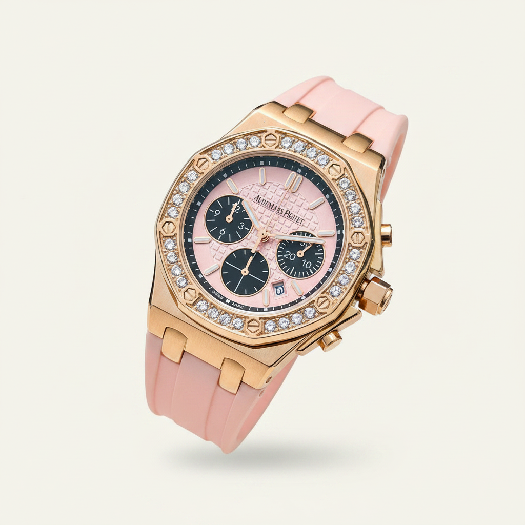 Audemars Piguet Royal Oak Offshore Ladies Chronograph – Pink Dial | Rose Gold | Diamond Bezel