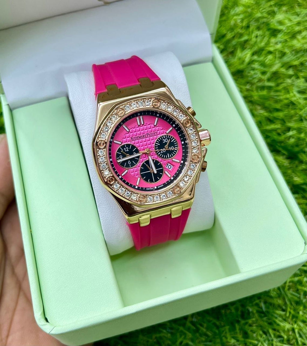 Audemars Piguet Royal Oak Offshore Ladies Chronograph – Hot Pink Dial | Rose Gold | Diamond Bezel