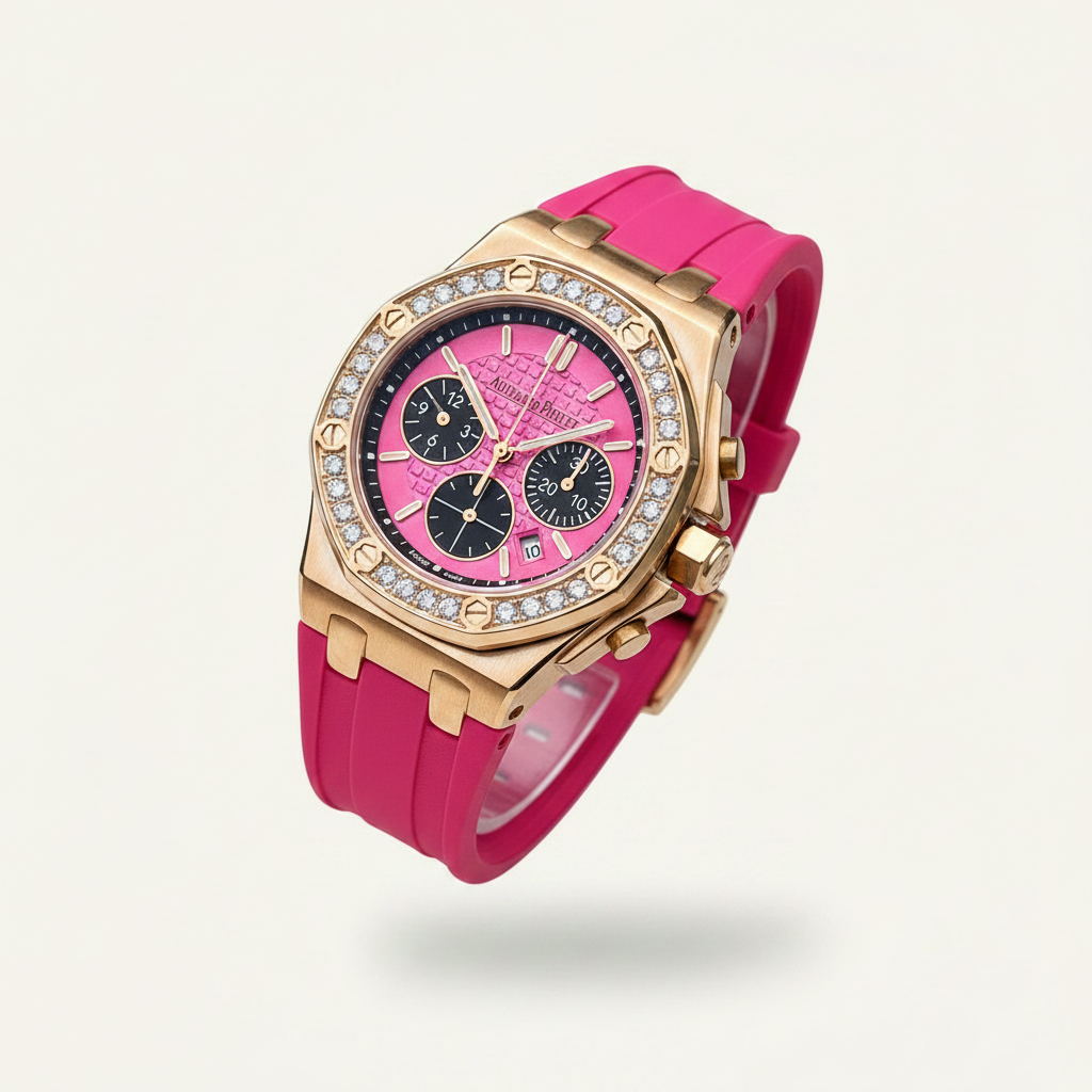 Audemars Piguet Royal Oak Offshore Ladies Chronograph – Hot Pink Dial | Rose Gold | Diamond Bezel
