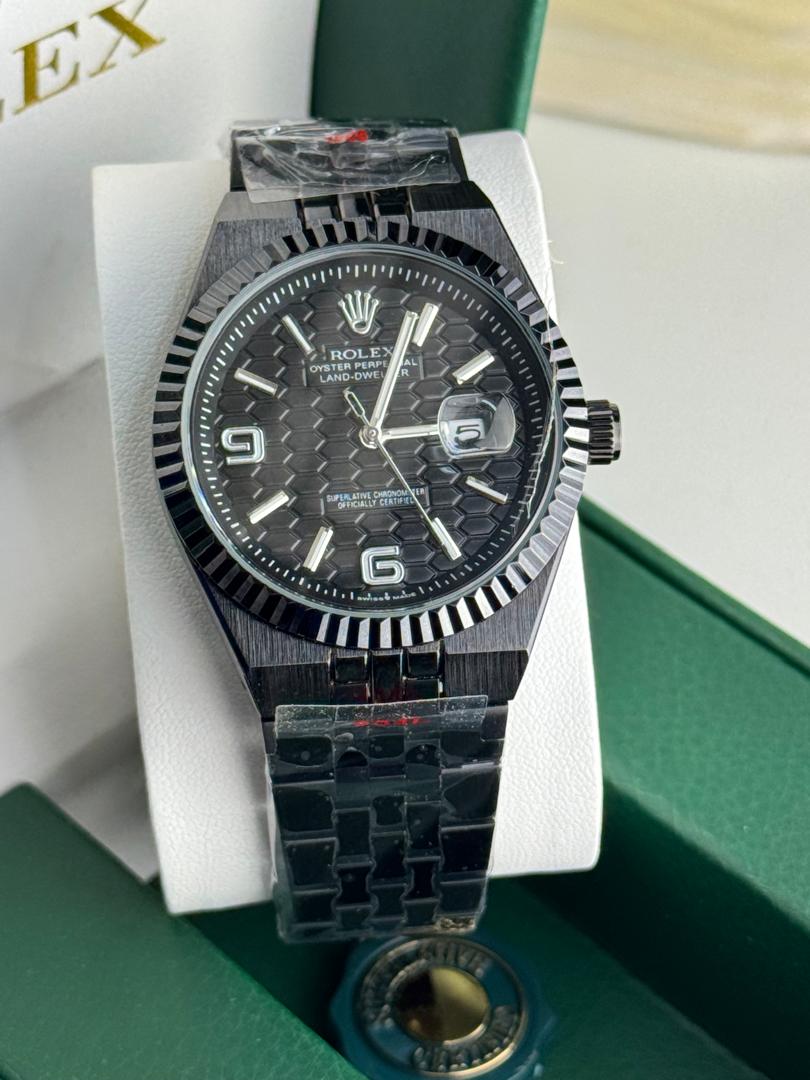 Rolex Oyster Perpetual Land-Dweller Black Honeycomb Dial Watch with Jubilee Bracelet