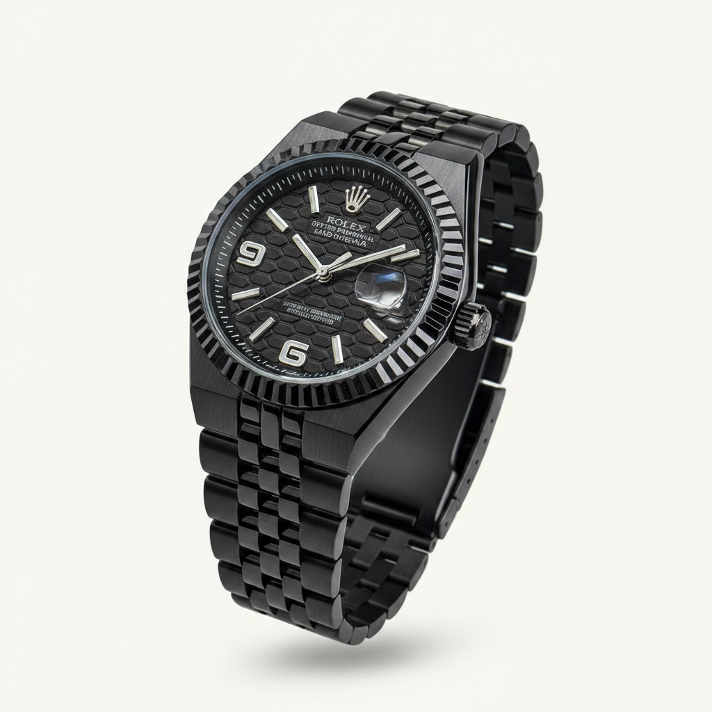 Rolex Oyster Perpetual Land-Dweller Black Honeycomb Dial Watch with Jubilee Bracelet