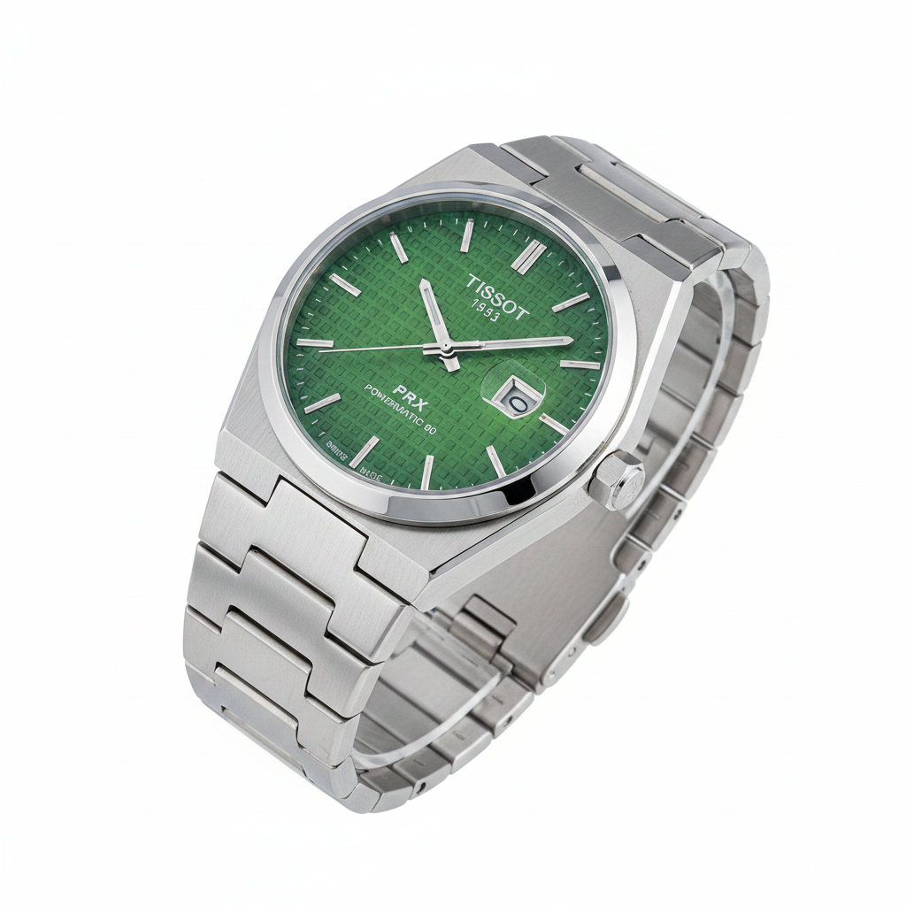 Tissot PRX Powermatic 80 Green Dial Silver Stainless Steel Watch- For Men