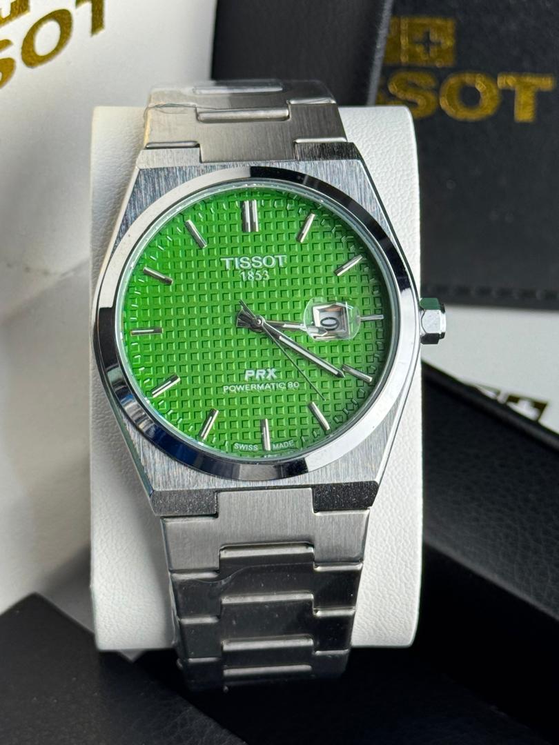 Tissot PRX Powermatic 80 Green Dial Silver Stainless Steel Watch- For Men