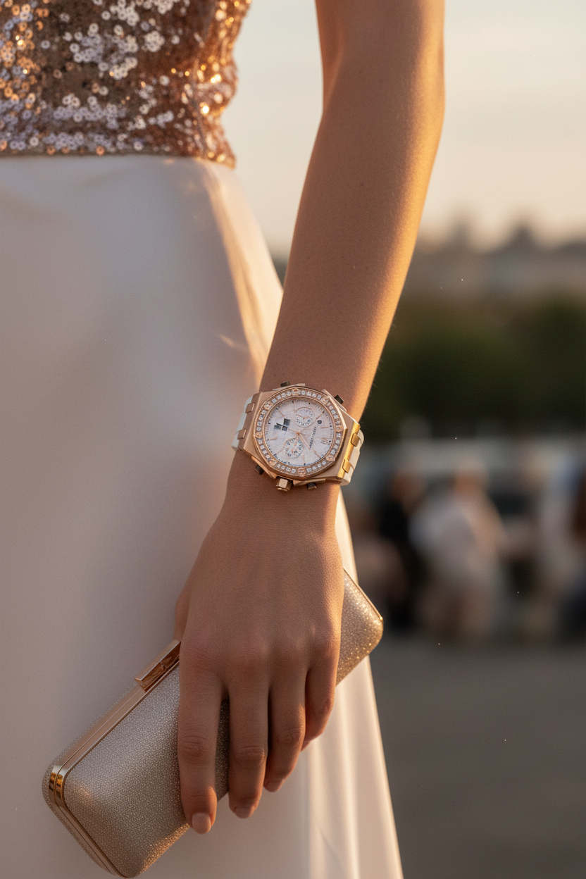 Audemars Piguet Royal Oak Offshore Ladies Chronograph – White Dial | Rose Gold | Diamond Bezel