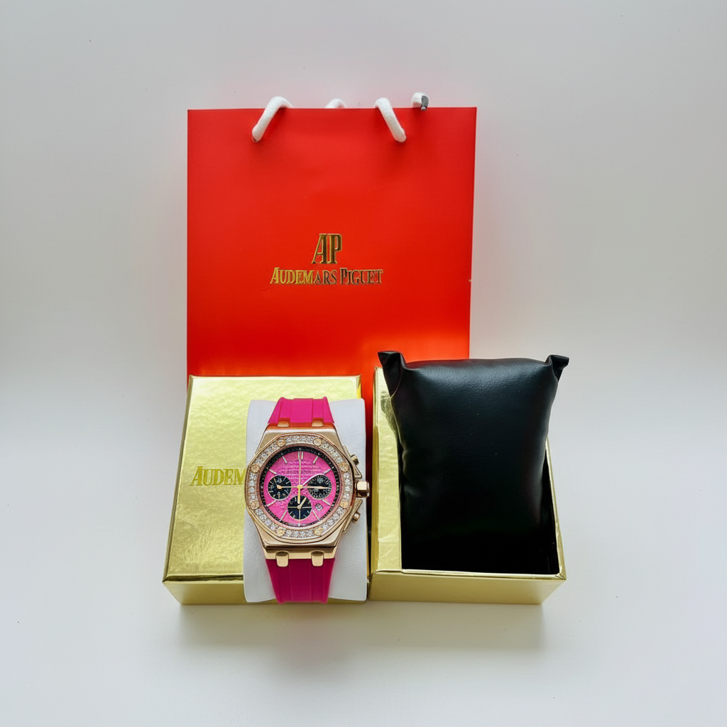 Audemars Piguet Royal Oak Offshore Ladies Chronograph – Hot Pink Dial | Rose Gold | Diamond Bezel